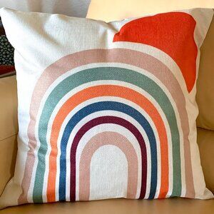 18" Colorful Abstract Boho Rainbow Geometric Art Throw Pillow Cover New